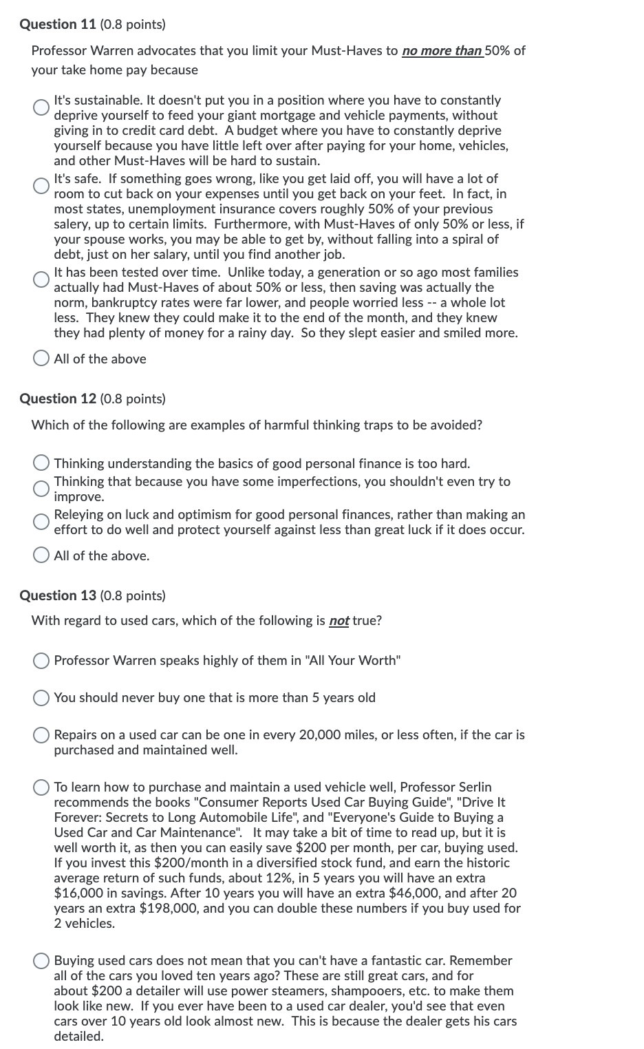 writes, "When you have some money in the bank, you can relax.