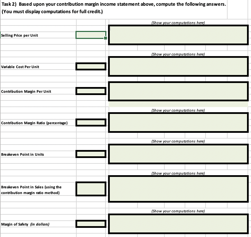 statement operating results on WS1. Use the following information to convert the