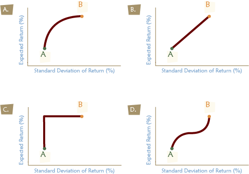 Which graph best represents patterns of risk and return for all possible