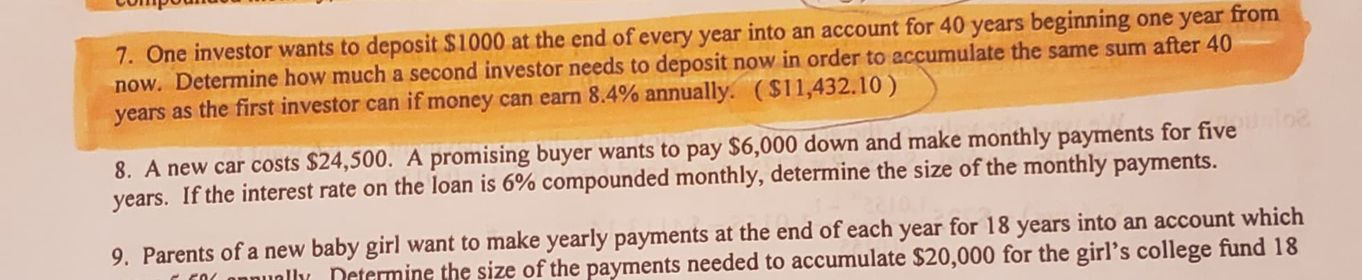 The correct answer to the problem is provided and circled, I