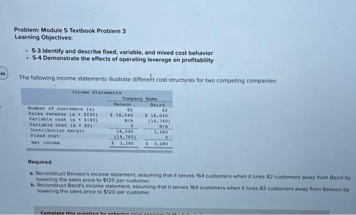  Problem: Module 5 Textbook Problem 3 Learning Objectives: . 5-3 Identify