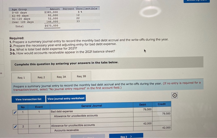 (Algo) Uncollectible accounts; allowance method; income statement and balance sheet approach (LO7-5,