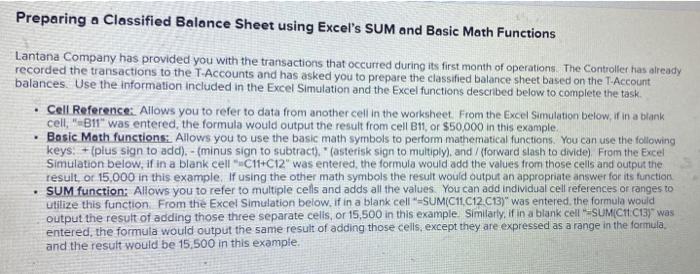  Preparing a Classified Balance Sheet using Excel's SUM and Basic Math