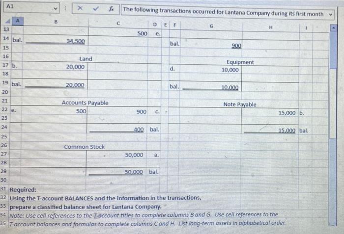 Functions Lantana Company has provided you with the transactions that occurred during