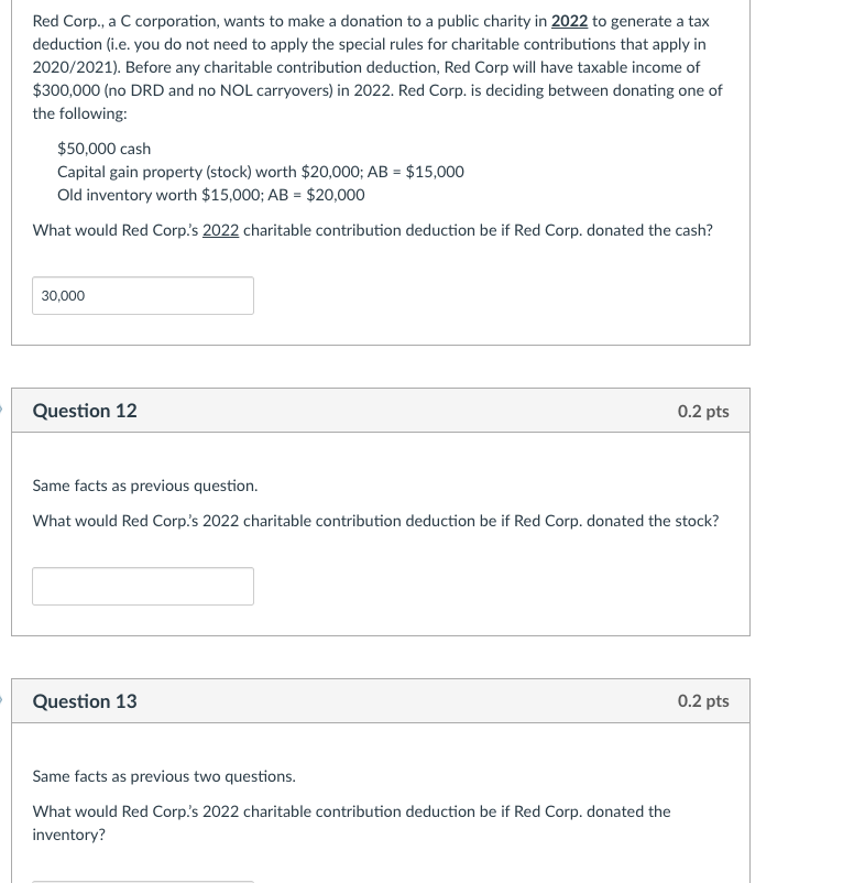  Please answer 12 and 13 using the above information. Thank you!