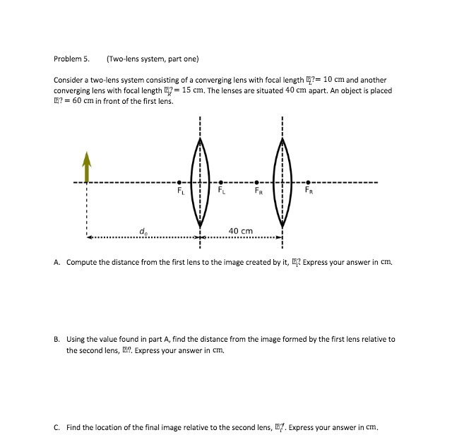  Problem 5. (Two-lens system, part one) Consider a two-lens system consisting