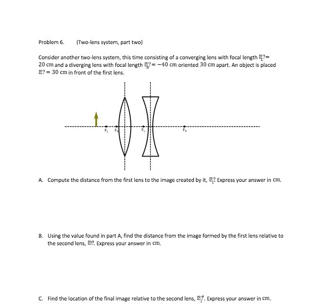  Problem 6. (Two-lens system, part two) Consider another two-lens system, this