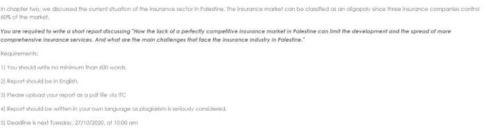 report In chapter two, we discussed the current situation of the insurance