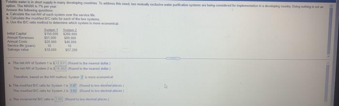  Potable water is in short supply in many developing countries. This