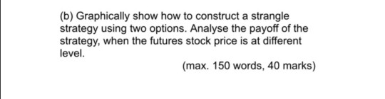  (b) Graphically show how to construct a strangle strategy using two