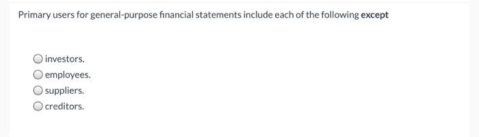 Primary users for general-purpose financial statements include each of the following except