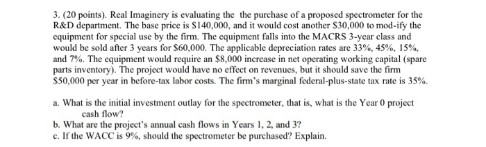  3. (20 points). Real Imaginery is evaluating the the purchase of