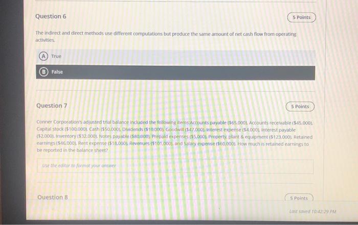 please help ASAP thank you so much. Question 6 5 Points The