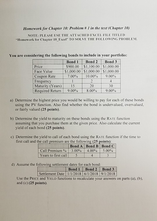  Homework for Chapter 10: Problem # I in the text (Chapter