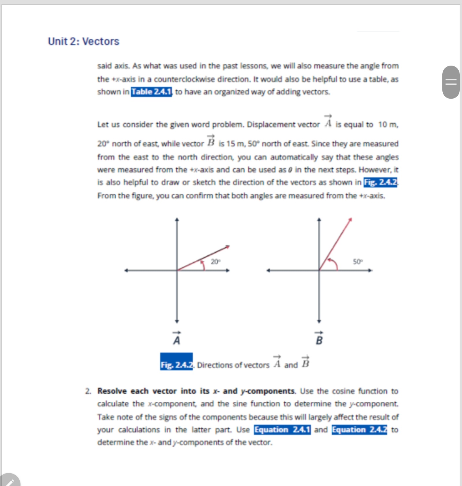 resultant vector is equal to the of the x-components of all the