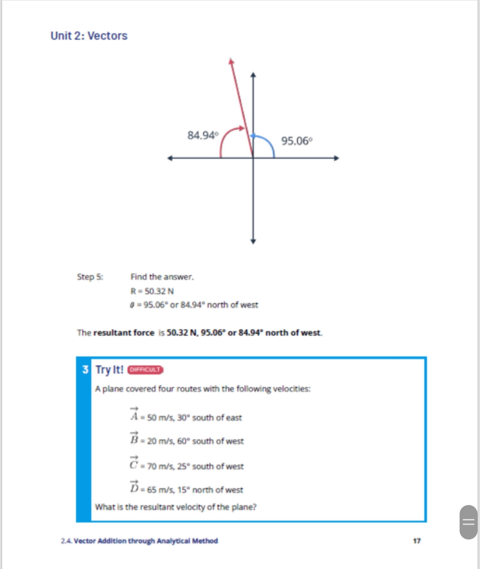320 north of west 4. A = 130 m, 19" north of