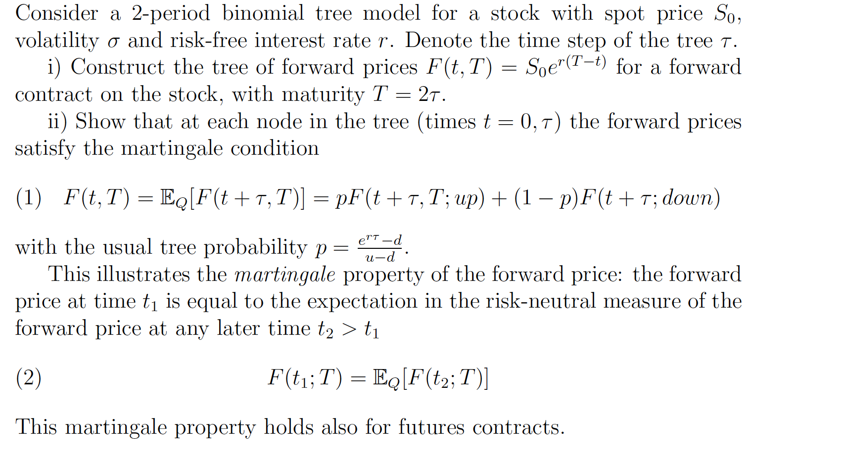  = Consider a 2-period binomial tree model for a stock with