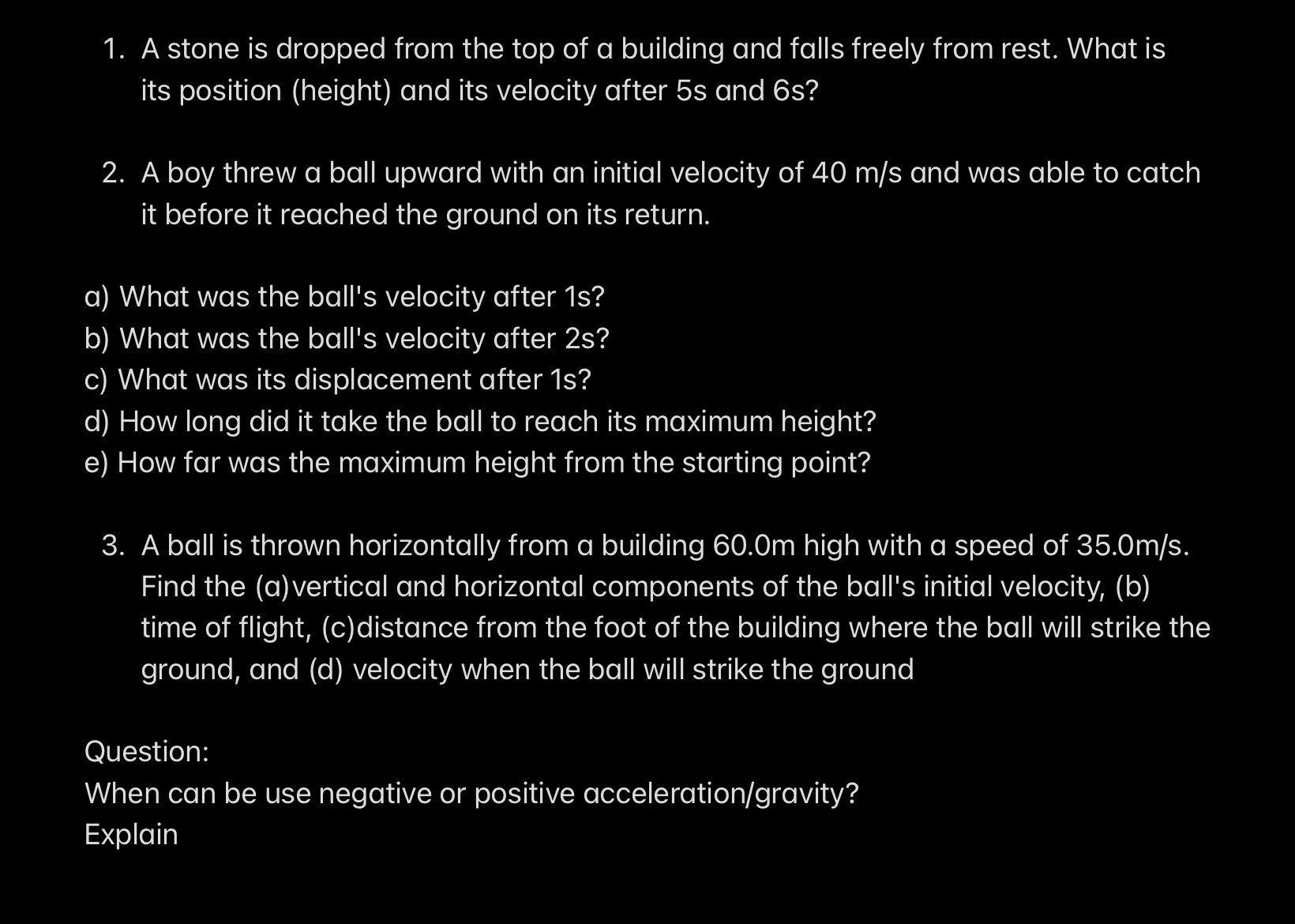 you ity ity Horizontal projections Sample Problem 1. ns A ball is