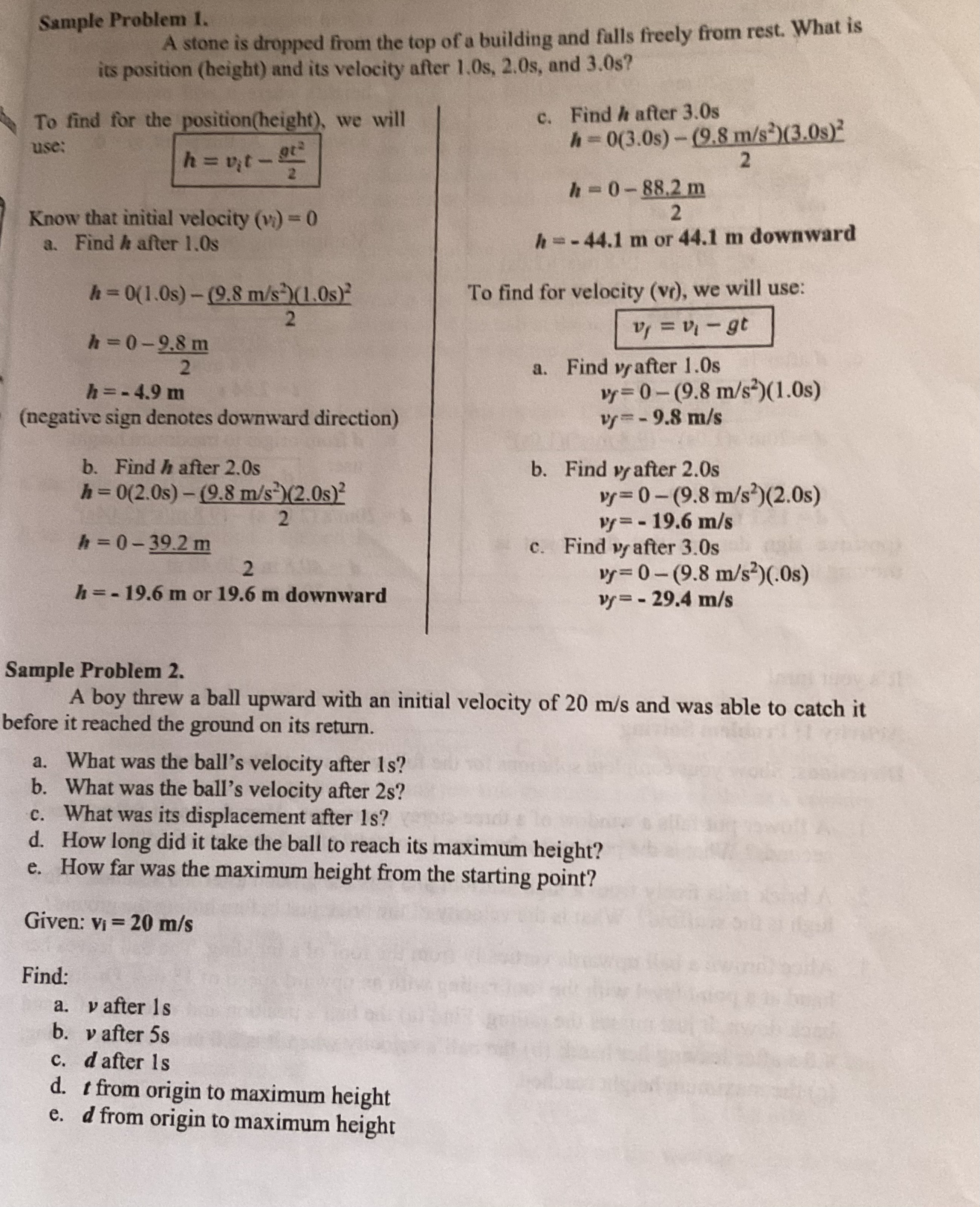 time of flight, (c)distance from the foot of the building where the