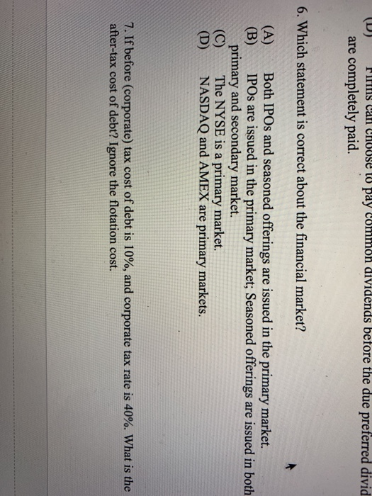  FINS Can CHOUSE IV pay common dividends before the due preferred