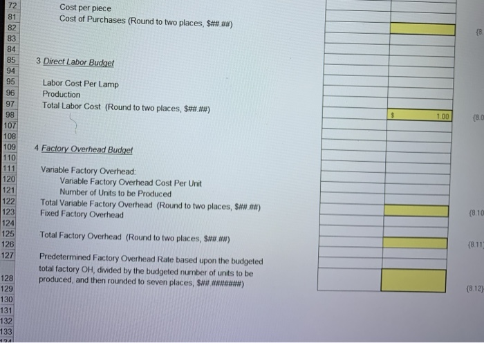 develop its budget based upon projected sales of 33,000 lamps at 16