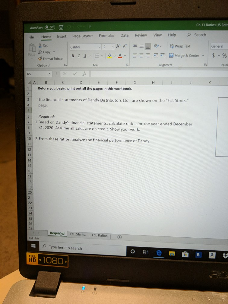 oc Ch 13 Ratios US Edit View Help Search AutoSave On R