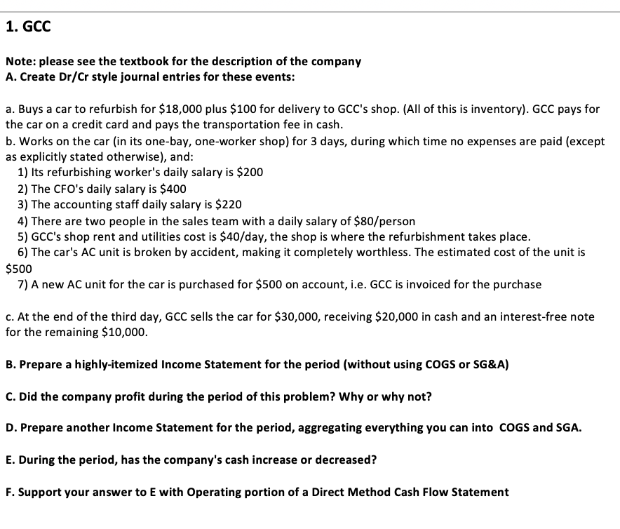 1. GCC Note: please see the textbook for the description of