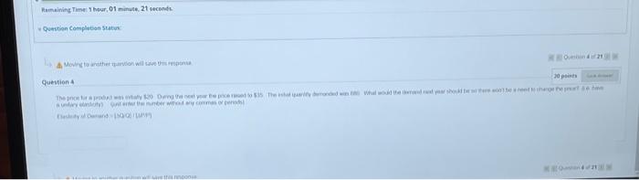 Reining Time 1hour 01 minute 21 second Question Completion Status A