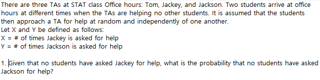 stat question There are three TAs at STAT class Office hours: Tom,