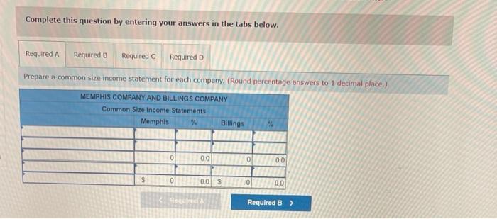 comparisons LO 4-8 The following information is available for the Memphis and