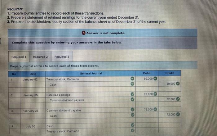 time Problem 11-2A (Static) Cash dividends, treasury stock, and statement of retained