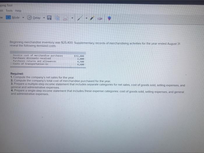  ping Tool dit Tools Help w Mode - Delay Beginning merchandise