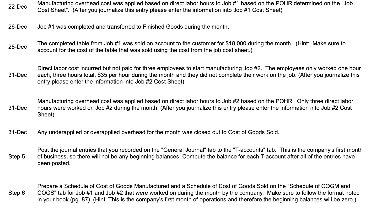 Thunderduck Custom Tables Inc. This is the first month of operations. The