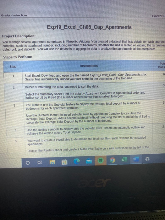 im having Trouble doing a capstone in XL 2019. It's chapter 5