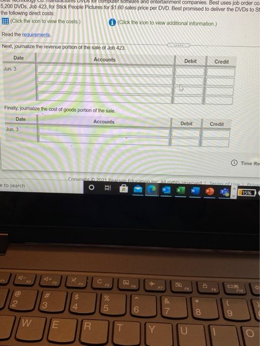 by June 5 Best incurred the following direct costs Click the icon