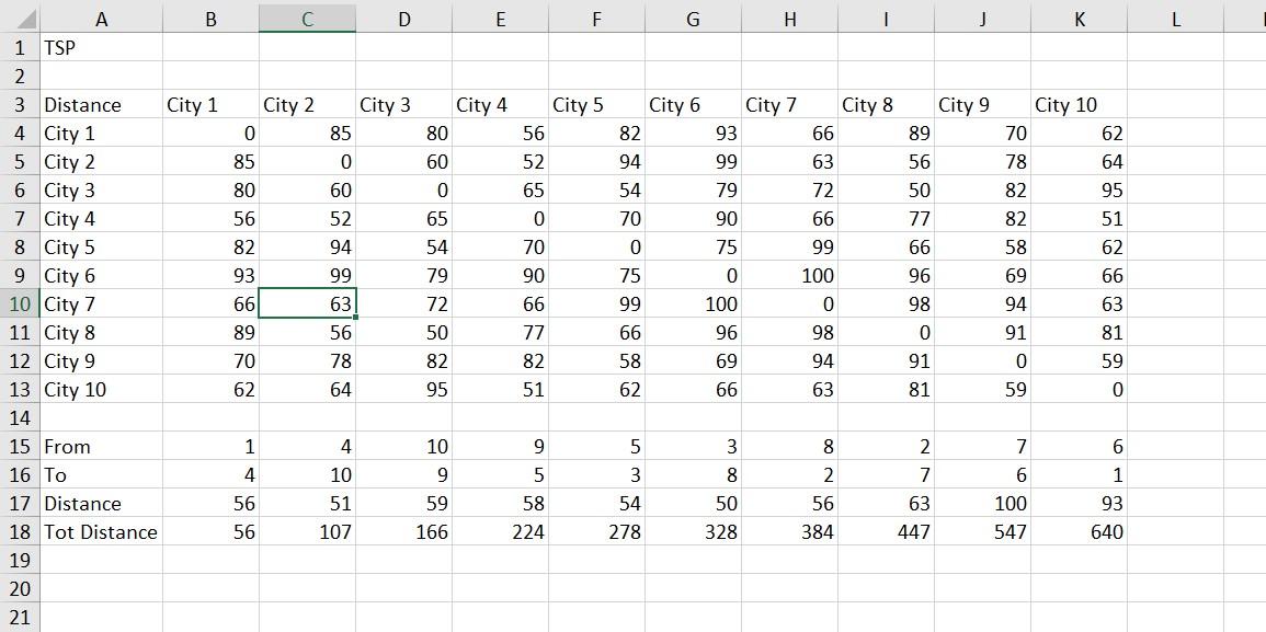 SOLUTION EXCEL. Thank you!! Option Explicit Option Base 1 Sub EX_1GenerateDistanceMatrix() Dim
