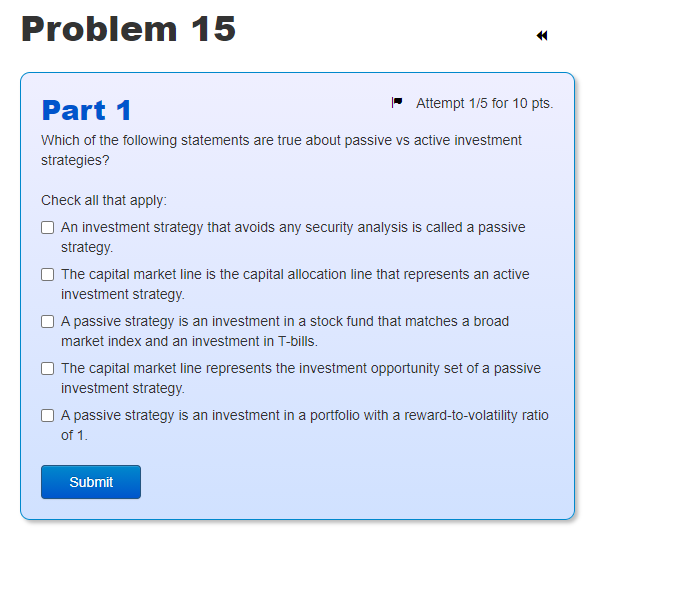  Problem 15 Part 1 | Attempt 1/5 for 10 pts. Which