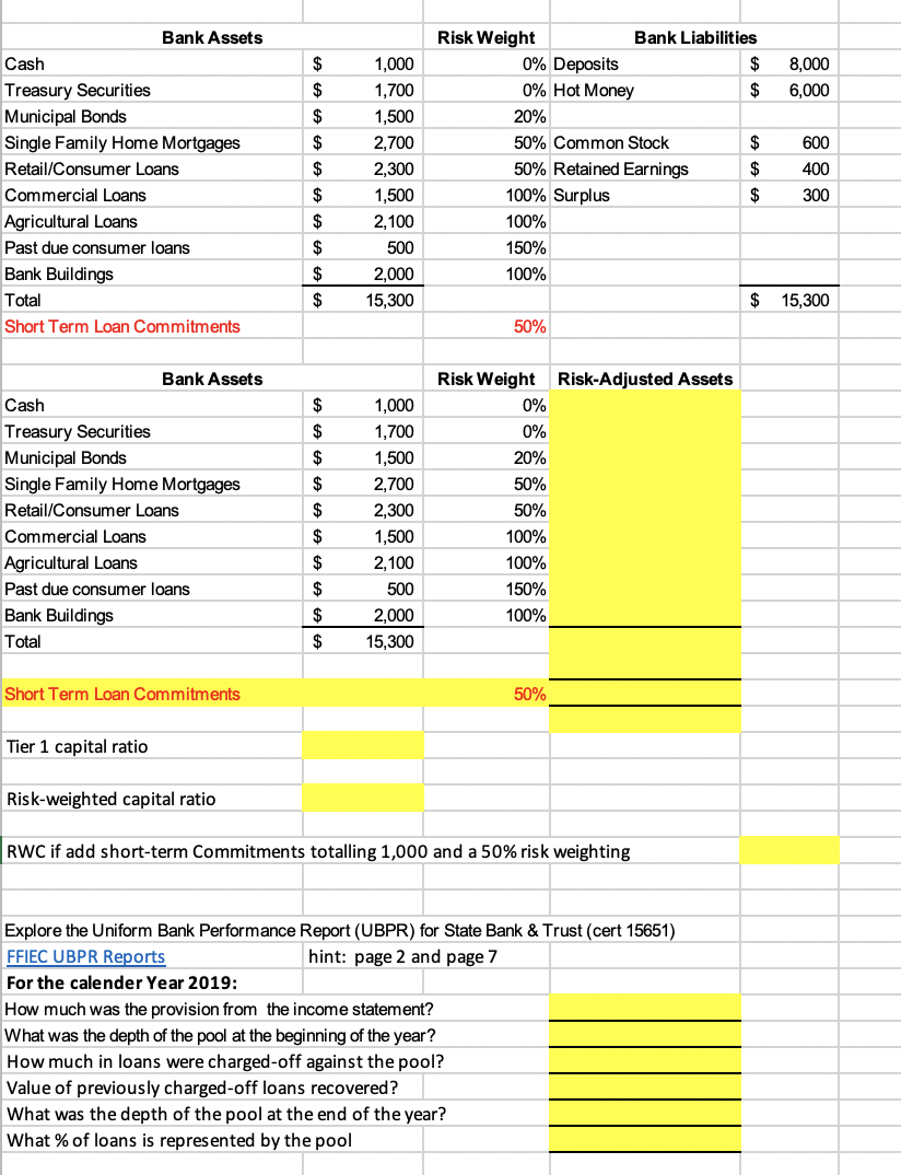 Need yellow shaded cells solved. $ 8,000 6,000 $ $ $