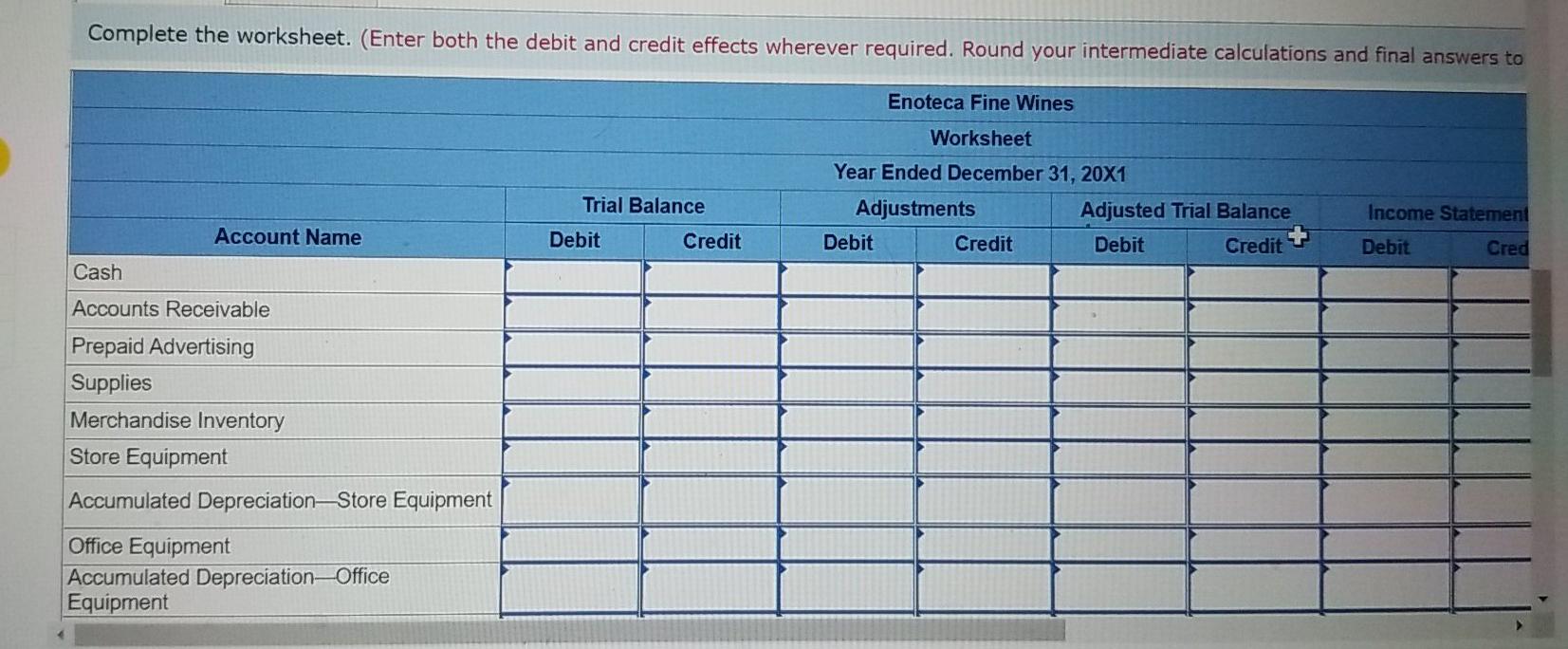 and balances below. All account balances are normal, Cash Accounts Receivable Prepaid