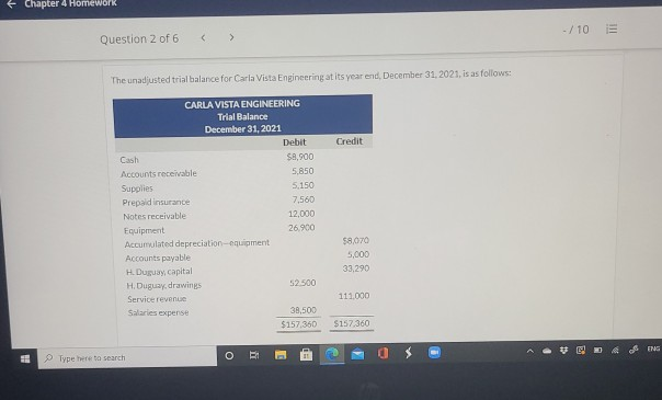 Chapter 4 Homework - / 10 III Question 2 of 6