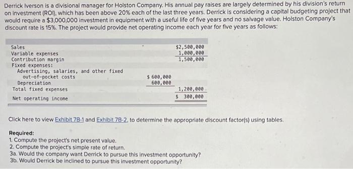 can someone answer please Derrick Iverson is a divisional manager for Holston