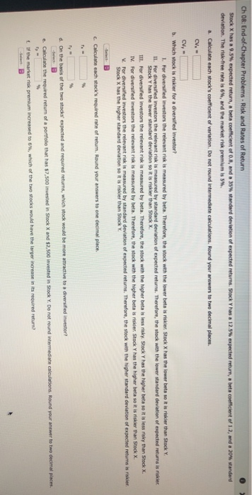  Ch 08: End-of-Chapter Problems - Risk and Rates of Return Stock