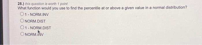  28.) this question is worth 1 point What function would you