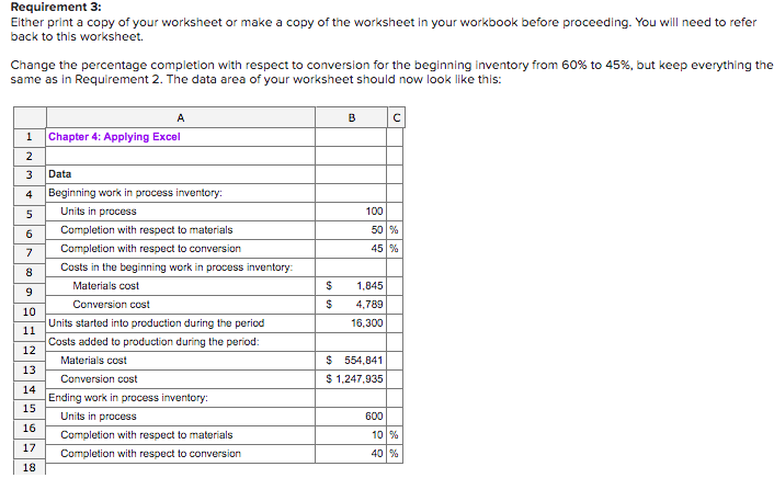 data area of your worksheet so that it looks like this: B