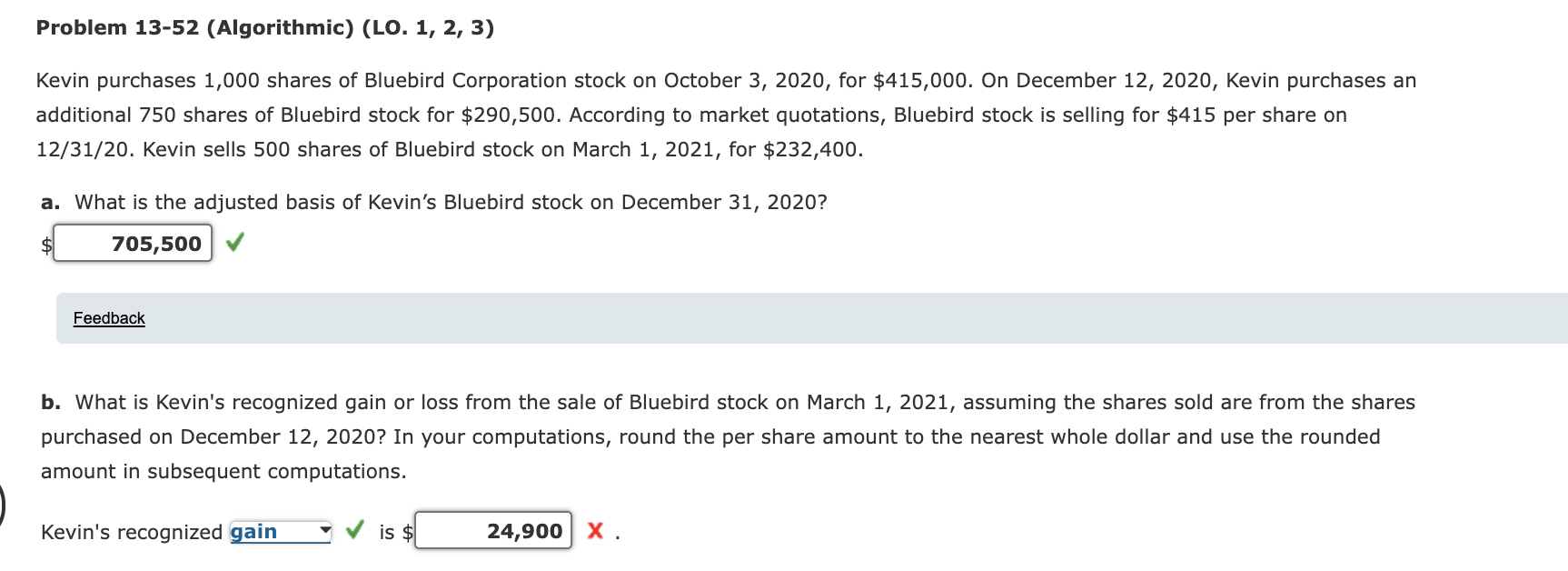  Please only answer part B Problem 13-52 (Algorithmic) (LO. 1, 2,