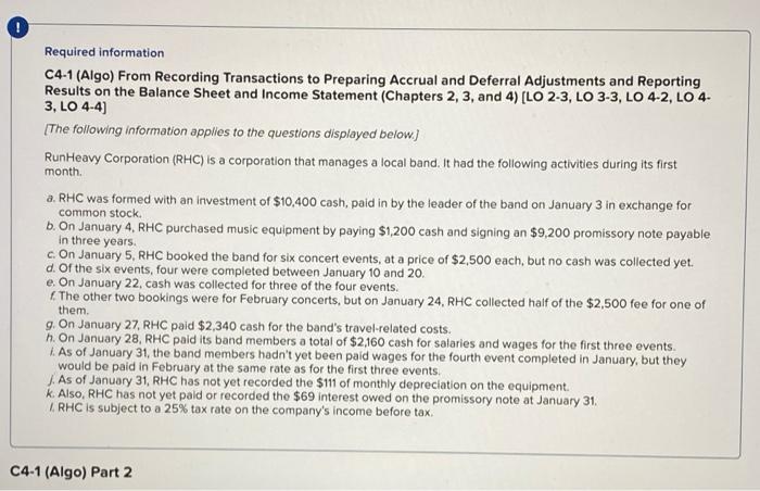  ! Required information C4-1 (Algo) From Recording Transactions to Preparing Accrual