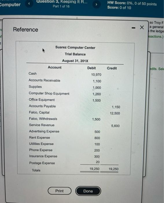 of 10 Center Consider the following for Suarez Computer Center during July