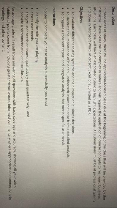  Description In three units of study, there will be application focused