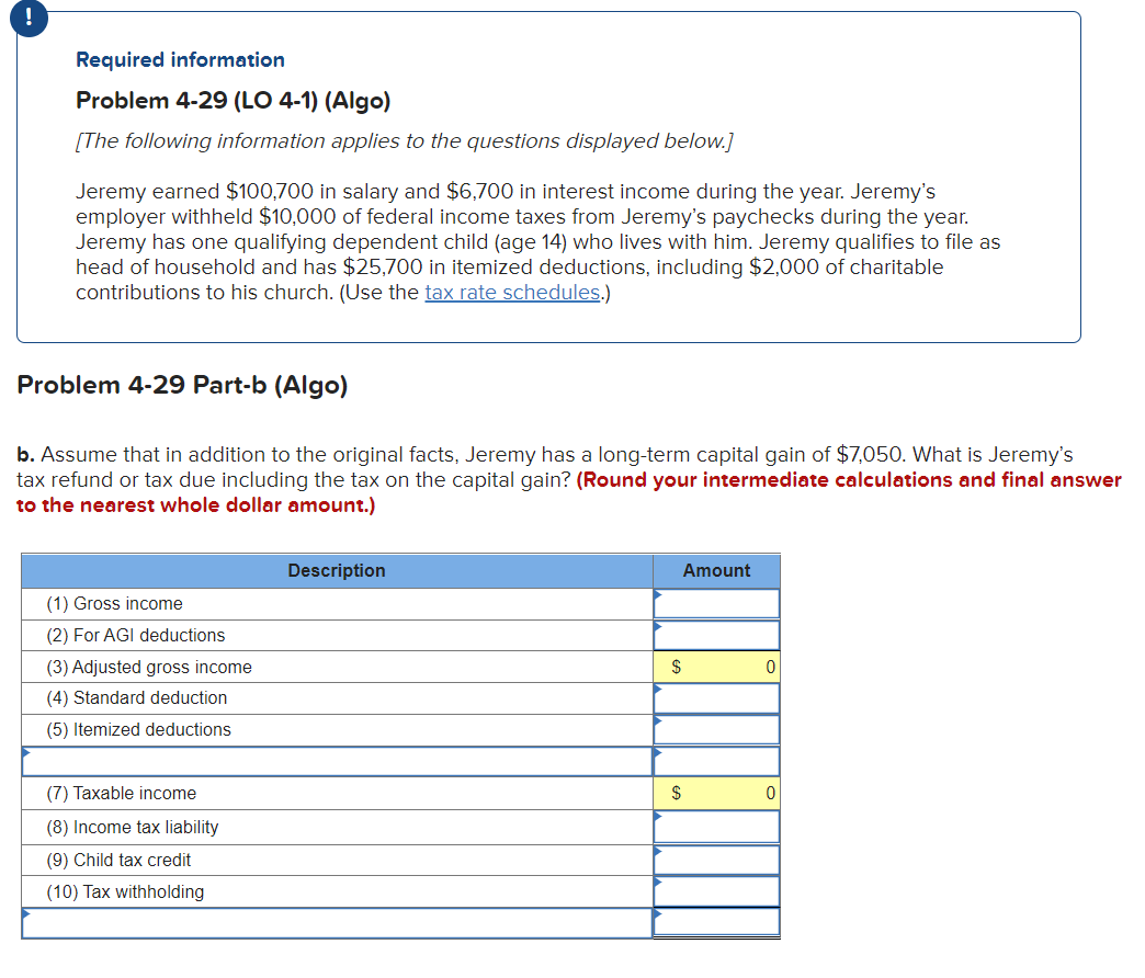 For 2021 Tax bracket ! Required information Problem 4-29 (LO 4-1) (Algo)