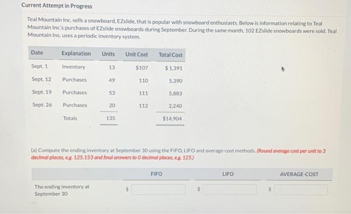  Current Attempt in Progress Teal Mountain Inc. sells a snowboard, EZslide,